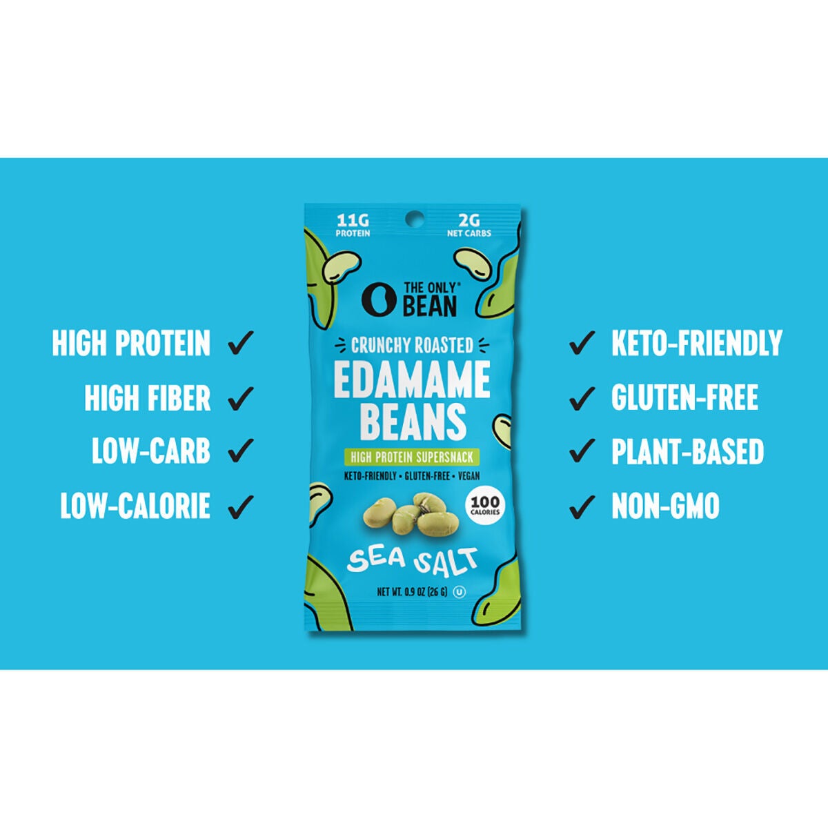 Crunchy Roasted Edamame Beans - Sea Salt (10 Bags)